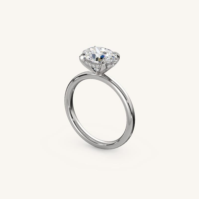 The Trelisse –Solitaire Hidden Halo Engagement Ring (E-W)
