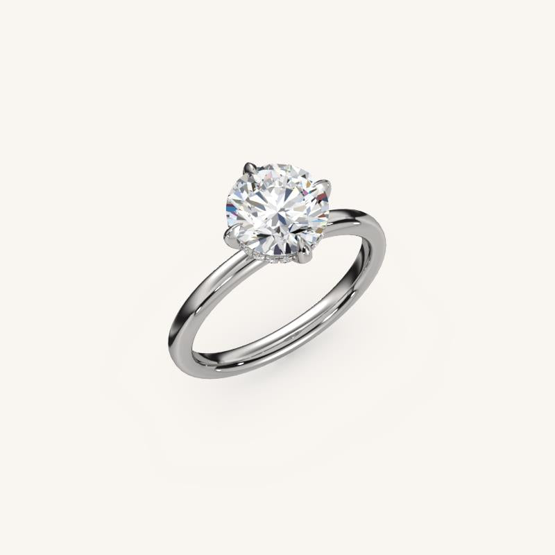The Trelisse –Solitaire Hidden Halo Engagement Ring (E-W)