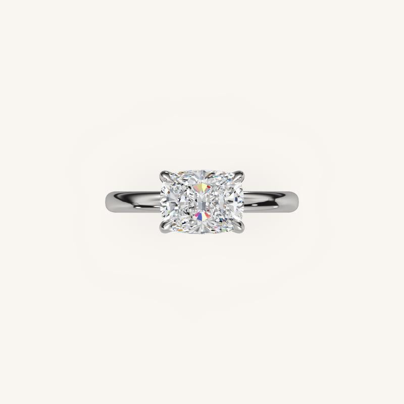The Trelisse –Solitaire Hidden Halo Engagement Ring (E-W)