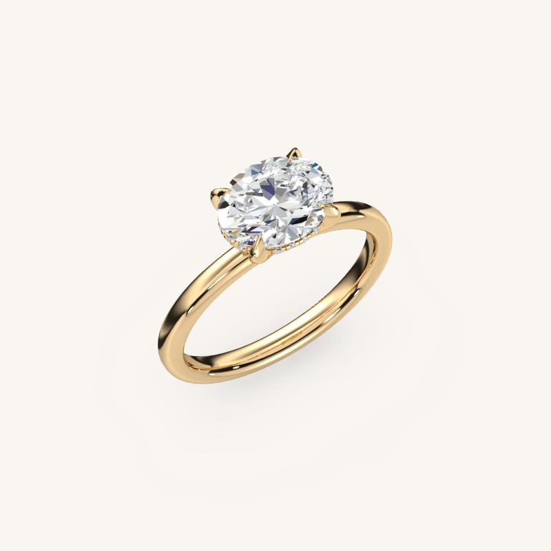The Trelisse –Solitaire Hidden Halo Engagement Ring (E-W)