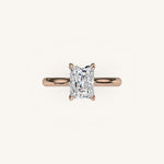 Load image into Gallery viewer, The Solienne – Cathedral Solitaire Hidden Halo Engagement Ring