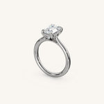 Load image into Gallery viewer, The Solienne – Cathedral Solitaire Hidden Halo Engagement Ring