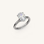 Load image into Gallery viewer, The Solienne – Cathedral Solitaire Hidden Halo Engagement Ring