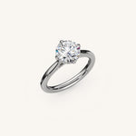 Load image into Gallery viewer, The Solienne – Cathedral Solitaire Hidden Halo Engagement Ring (E-W)