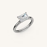 Load image into Gallery viewer, The Solienne – Cathedral Solitaire Hidden Halo Engagement Ring (E-W)