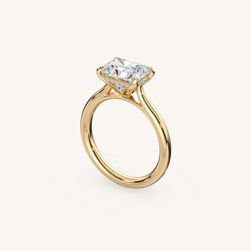 The Solienne – Cathedral Solitaire Hidden Halo Engagement Ring (E-W)
