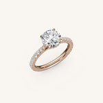 Load image into Gallery viewer, The Solienne – Cathedral Solitaire Hidden Halo Engagement Ring