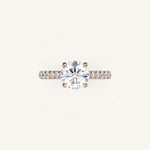 Load image into Gallery viewer, The Solienne – Cathedral Solitaire Hidden Halo Engagement Ring