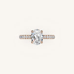 Load image into Gallery viewer, The Solienne – Cathedral Solitaire Hidden Halo Engagement Ring