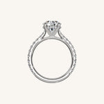 Load image into Gallery viewer, The Solienne – Cathedral Solitaire Hidden Halo Engagement Ring
