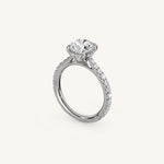 Load image into Gallery viewer, The Solienne – Cathedral Solitaire Hidden Halo Engagement Ring