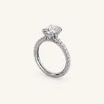 Load image into Gallery viewer, The Solienne – Cathedral Solitaire Hidden Halo Engagement Ring