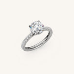 Load image into Gallery viewer, The Solienne – Cathedral Solitaire Hidden Halo Engagement Ring