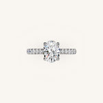 Load image into Gallery viewer, The Solienne – Cathedral Solitaire Hidden Halo Engagement Ring