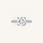 Load image into Gallery viewer, The Solienne – Cathedral Solitaire Hidden Halo Engagement Ring