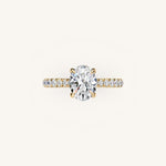 Load image into Gallery viewer, The Solienne – Cathedral Solitaire Hidden Halo Engagement Ring