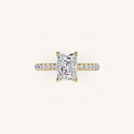 Load image into Gallery viewer, The Solienne – Cathedral Solitaire Hidden Halo Engagement Ring