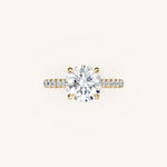 Load image into Gallery viewer, The Solienne – Cathedral Solitaire Hidden Halo Engagement Ring