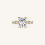 Load image into Gallery viewer, The Solienne – Cathedral Solitaire Hidden Halo Engagement Ring
