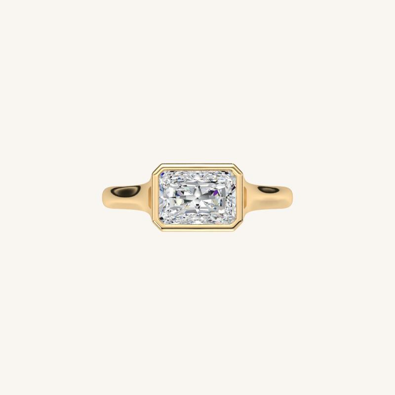 The Lunea – Floating Bezel Solitaire Engagement Ring (E-W)