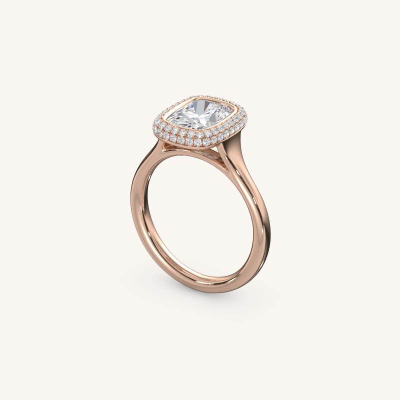 The Lunea – Floating Bezel Solitaire Solara Halo Engagement Ring