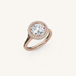 Load image into Gallery viewer, The Lunea – Floating Bezel Solitaire Solara Halo Engagement Ring