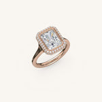 Load image into Gallery viewer, The Lunea – Floating Bezel Solitaire Solara Halo Engagement Ring