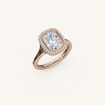Load image into Gallery viewer, The Lunea – Floating Bezel Solitaire Solara Halo Engagement Ring
