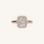 Load image into Gallery viewer, The Lunea – Floating Bezel Solitaire Solara Halo Engagement Ring