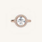 Load image into Gallery viewer, The Lunea – Floating Bezel Solitaire Solara Halo Engagement Ring