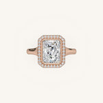 Load image into Gallery viewer, The Lunea – Floating Bezel Solitaire Solara Halo Engagement Ring