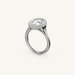 Load image into Gallery viewer, The Lunea – Floating Bezel Solitaire Solara Halo Engagement Ring