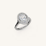 Load image into Gallery viewer, The Lunea – Floating Bezel Solitaire Solara Halo Engagement Ring
