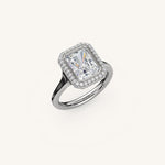 Load image into Gallery viewer, The Lunea – Floating Bezel Solitaire Solara Halo Engagement Ring