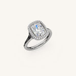 Load image into Gallery viewer, The Lunea – Floating Bezel Solitaire Solara Halo Engagement Ring