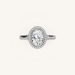 Load image into Gallery viewer, The Lunea – Floating Bezel Solitaire Solara Halo Engagement Ring