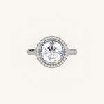 Load image into Gallery viewer, The Lunea – Floating Bezel Solitaire Solara Halo Engagement Ring