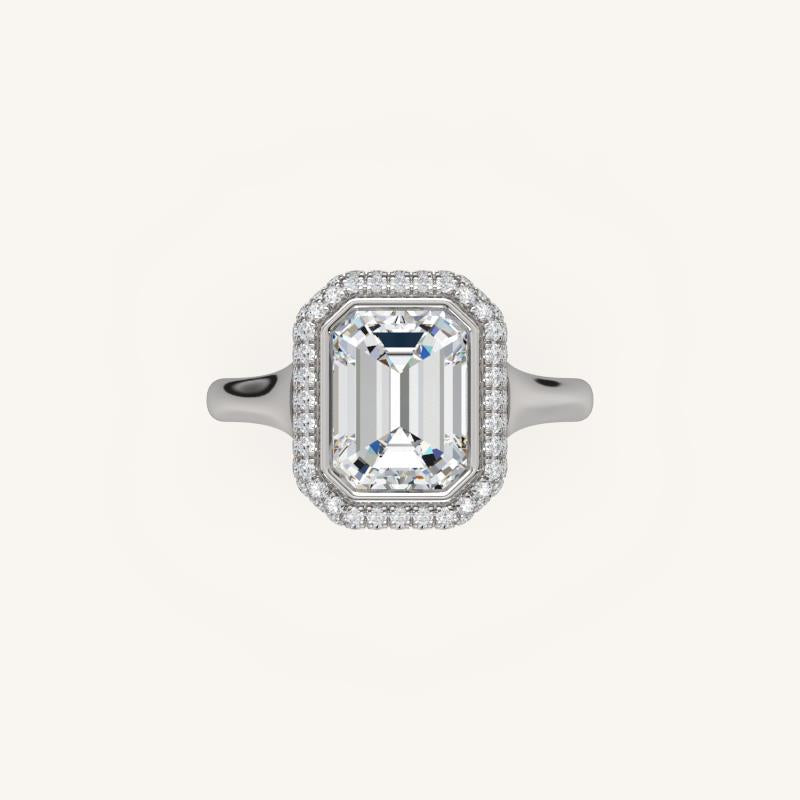 The Lunea – Floating Bezel Solitaire Solara Halo Engagement Ring