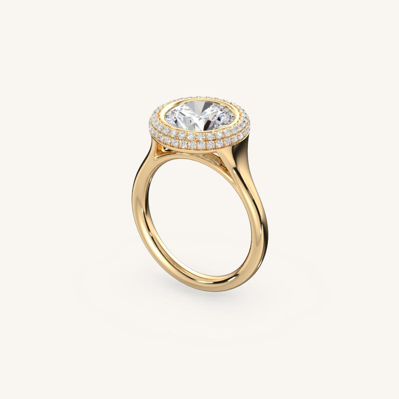 The Lunea – Floating Bezel Solitaire Solara Halo Engagement Ring