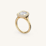 Load image into Gallery viewer, The Lunea – Floating Bezel Solitaire Solara Halo Engagement Ring