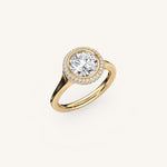 Load image into Gallery viewer, The Lunea – Floating Bezel Solitaire Solara Halo Engagement Ring
