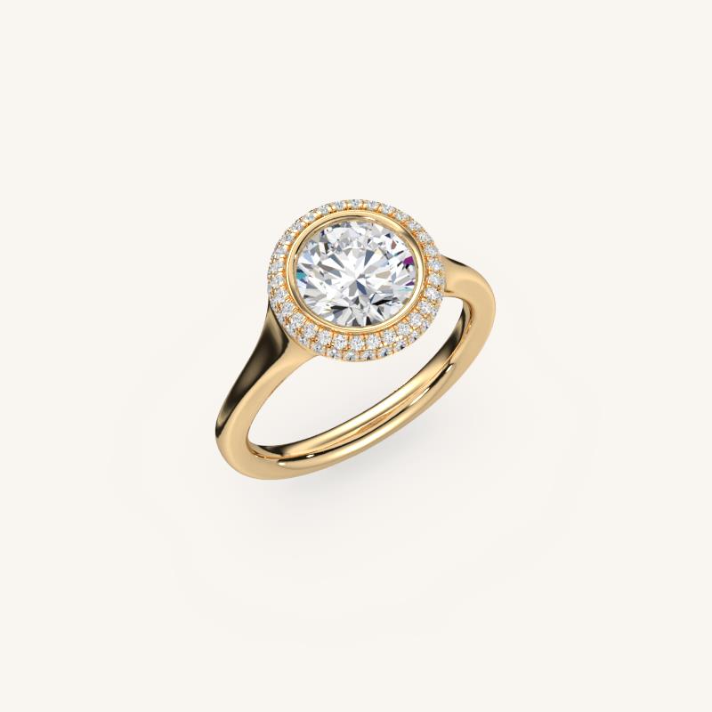 The Lunea – Floating Bezel Solitaire Solara Halo Engagement Ring