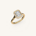 Load image into Gallery viewer, The Lunea – Floating Bezel Solitaire Solara Halo Engagement Ring