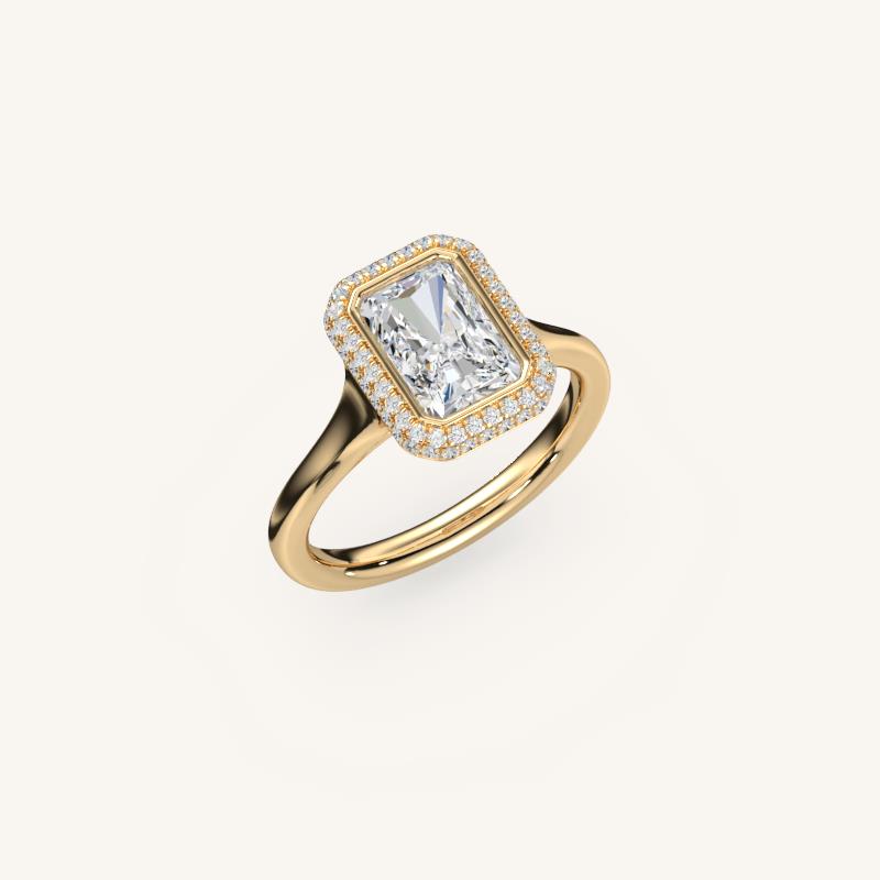 The Lunea – Floating Bezel Solitaire Solara Halo Engagement Ring