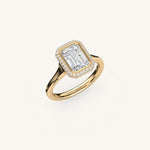 Load image into Gallery viewer, The Lunea – Floating Bezel Solitaire Solara Halo Engagement Ring