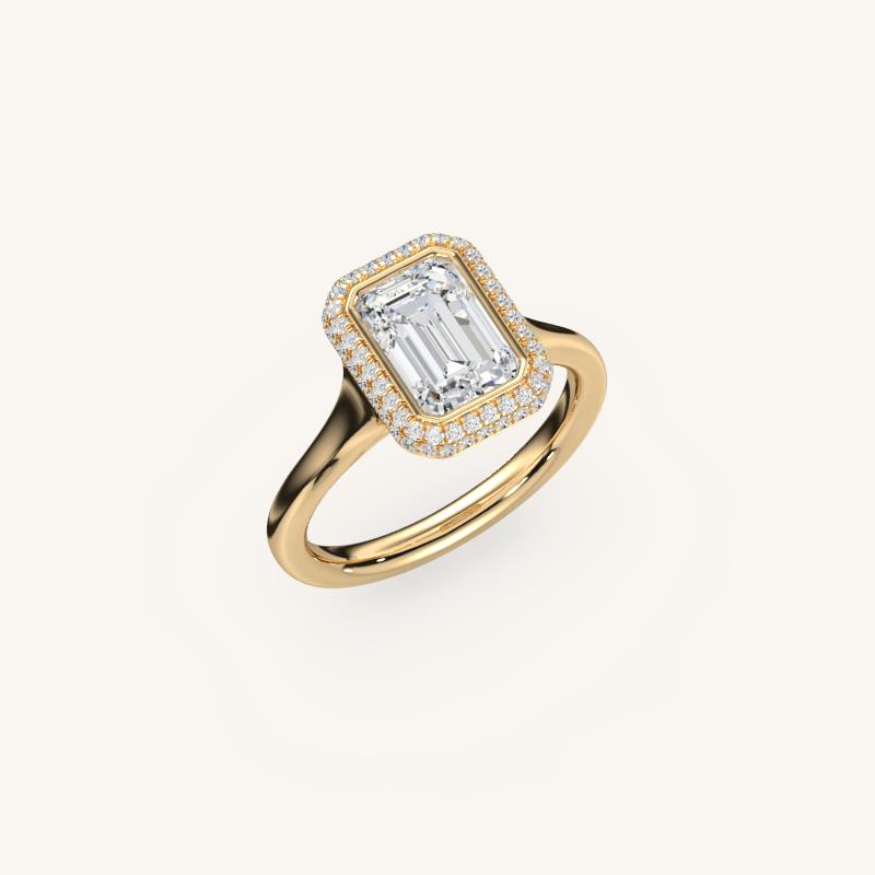 The Lunea – Floating Bezel Solitaire Solara Halo Engagement Ring