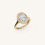 Load image into Gallery viewer, The Lunea – Floating Bezel Solitaire Solara Halo Engagement Ring