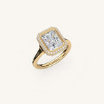 Load image into Gallery viewer, The Lunea – Floating Bezel Solitaire Solara Halo Engagement Ring