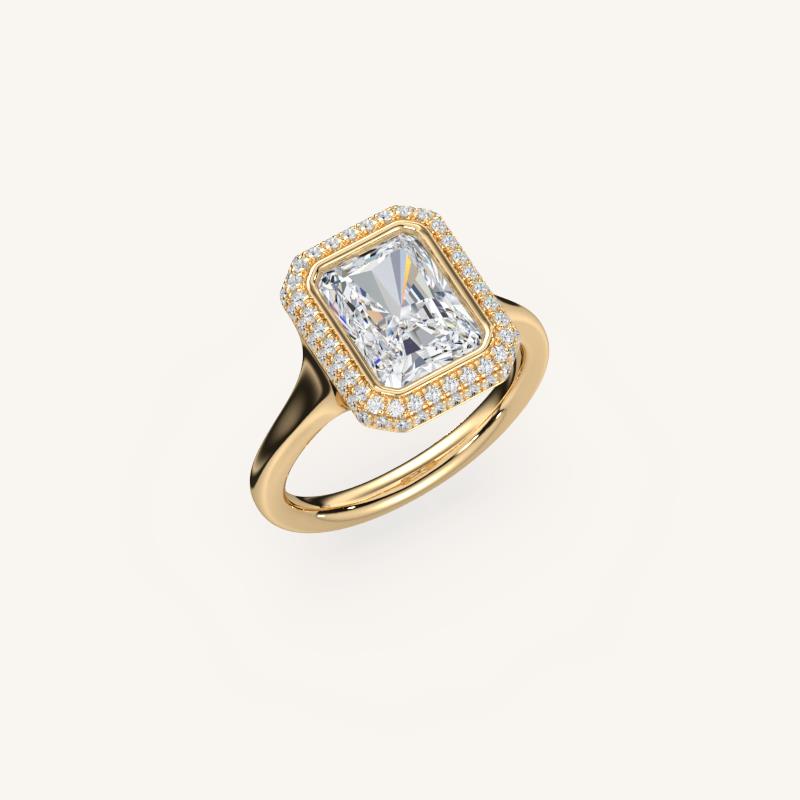 The Lunea – Floating Bezel Solitaire Solara Halo Engagement Ring