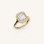 Load image into Gallery viewer, The Lunea – Floating Bezel Solitaire Solara Halo Engagement Ring